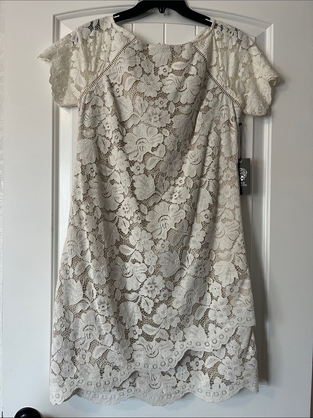 Vince Camuto Ivory Floral Lace Midi Dress